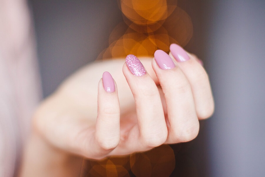 Pink glittery nails