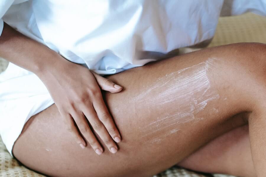 a woman who has just had her legs waxed